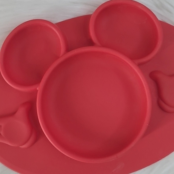 Disney The First Years Mickey Mouse Silicone Sectioned Plate & Placemat Red - Picture 4 of 9
